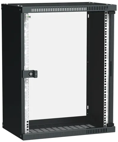 ITK Шкаф настенный LINEA WE 15U 550х350мм дверь стекло черный