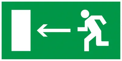 Self adhesive label 200x100 mm "Evacuation exit direction to the left"