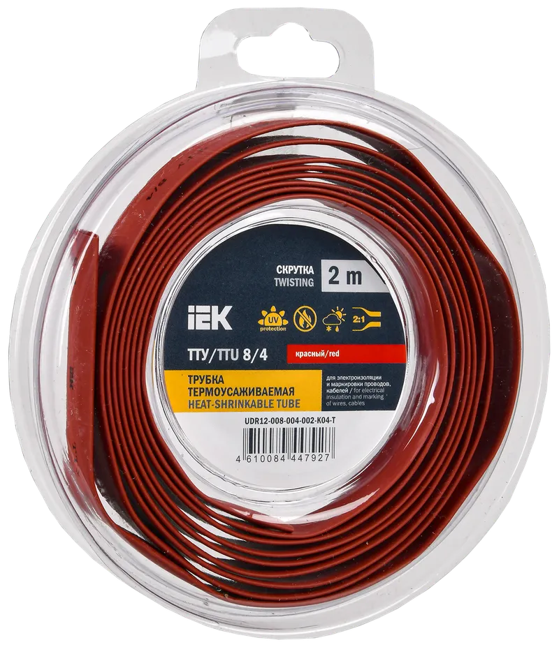 Heat shrink tubing TTU ng-LS 8/4 red (2m/pack) IEK