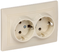 KVARTA Розетка 2-местная с заземлением без защитных шторок 16А РС12-3-ККм кремовый GENERICA