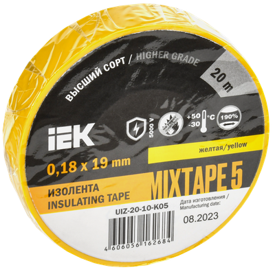 MIXTAPE 5 Изолента 0,18х19мм желтая 20м IEK