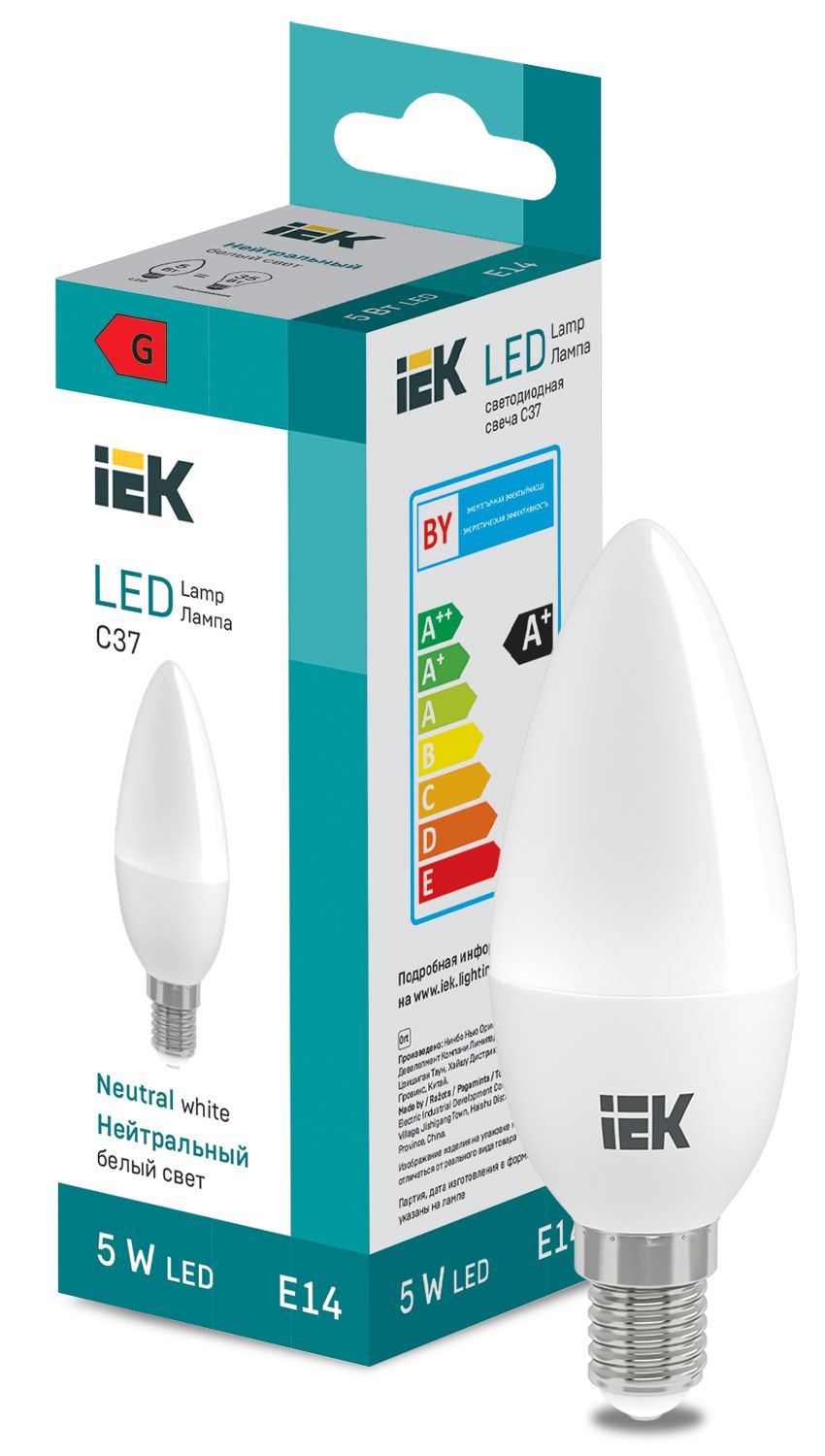 LED Candle C37 400lm 4000K E14 IEK