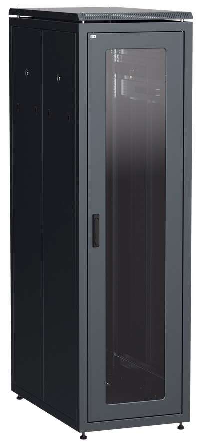 ITK LINEA N Шкаф напольный сетевой 19" 42U 800х1000мм стеклянная передняя дверь задняя металлическая черный