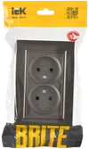 BRITE 2-gang socket without earthing without protective shutters 10A, complete RS12-2-BrTB dark bronze IEK1