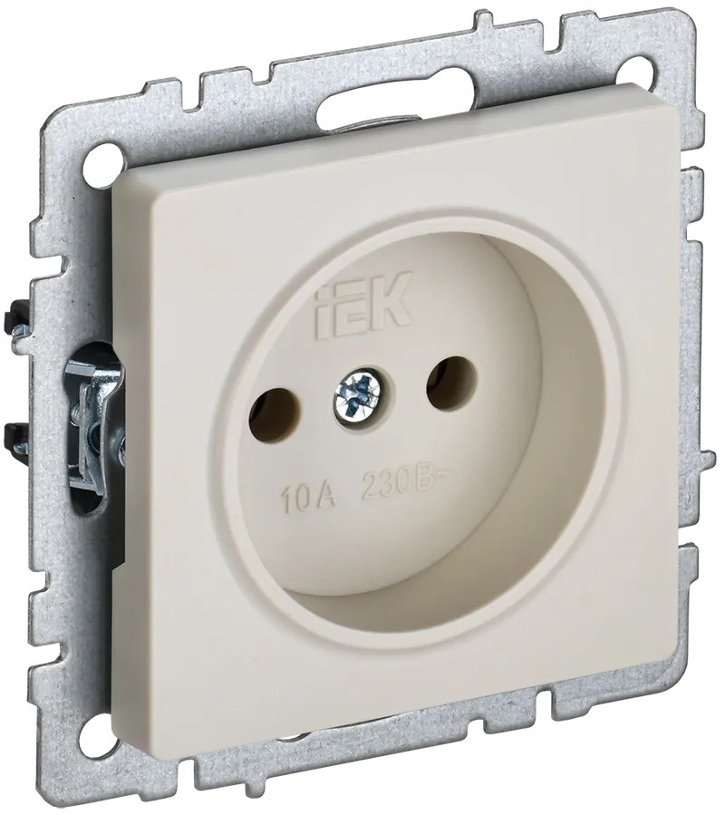 BRITE Socket without ground without shutters 10A PC10-1-0-BrKr beige IEK