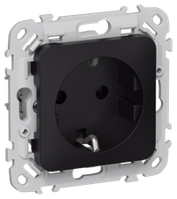 FLITE Розетка с заземлением без защитных шторок 16А РС11-0-ФлЧ черный IEK