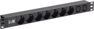 ITK PDU 7 розеток немецкий стандарт + 2 С13 1U кабель 2м вилка C14
