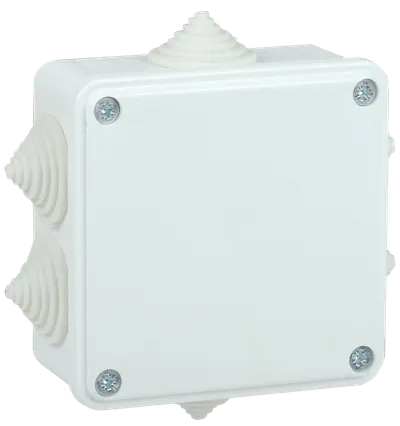 KM41236 junction box for exposed wiring 70x70x40 mm IP44 (RAL7035, 4 lead-ins, pop-top cap)