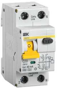 KARAT Автоматический выключатель дифференциального тока АВДТ 32 C20 30мА тип A IEK