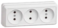 OKTAVA 3-gang socket without grounding for open installation 10A RS23-2-OB white IEK