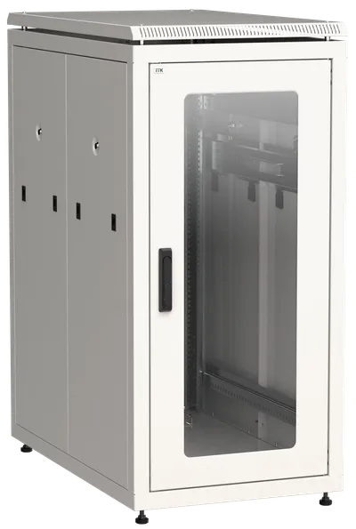 ITK LINEA N Шкаф напольный сетевой 19" 24U 800х1000мм стеклянная передняя дверь задняя перфорированная серый
