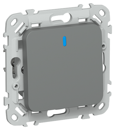 FLITE Выключатель 1-клавишный кнопочный с индикацией 10А ВС11-2-1-ФлМА мокрый асфальт IEK