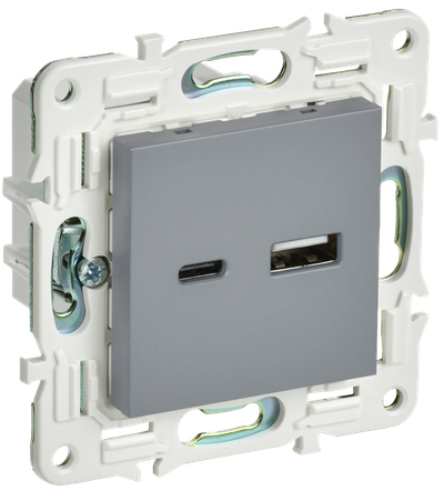 SKANDY Розетка USB A+C 18Вт SK-R13Gr серый IEK