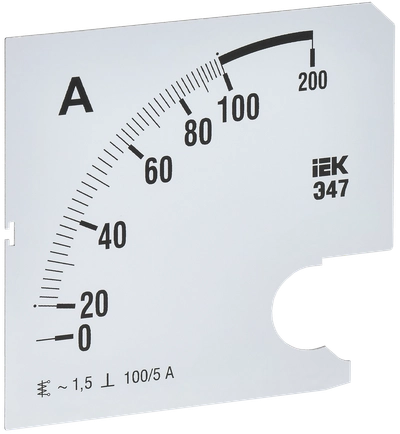Шкала сменная для амперметра Э47 100/5А класс точности 1,5 96х96мм IEK