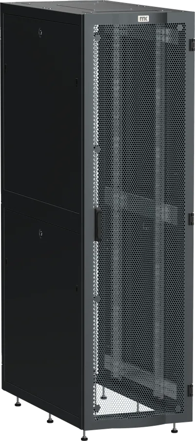 ITK LINEA S Шкаф серверный 19" 42U 600х1200мм передняя дверь двухстворчатая перфорированная задняя дверь перфорированная черный RAL 9005