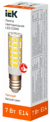 Лампа светодиодная CORN капсула 7Вт 230В 3000К керамика E14 IEK2