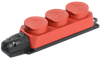Розетка (колодка) 3-местная РБ33-1-0м с защитными крышками IP44 ОМЕГА каучук красная IEK0