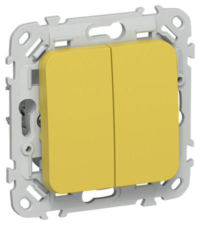 FLITE Выключатель 2-клавишный кнопочный 10А ВС12-2-0-ФлЖК желтый карри IEK