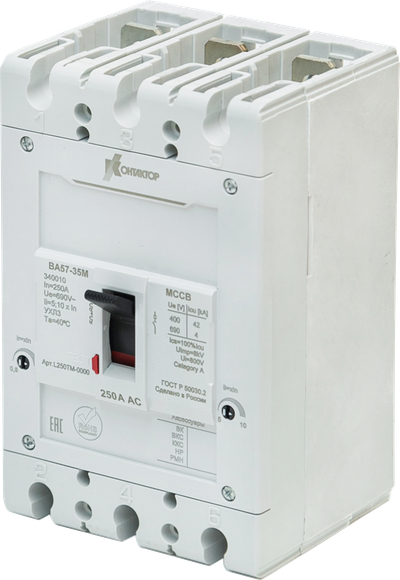 Выключатель автоматический ВА57-35М-640010-80А-440DC-1250А-УХЛ3 Контактор