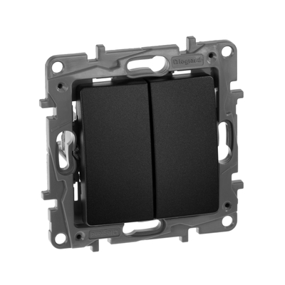 ETIKA Выключатель 2-клавишный схема 5 10АХ безвинтовые зажимы антрацит