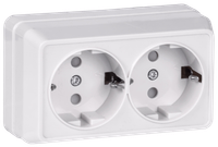 OKTAVA Розетка 2-местная с заземлением с защитными шторками для открытой установки 16А РСш22-3-ОБ белый GENERICA