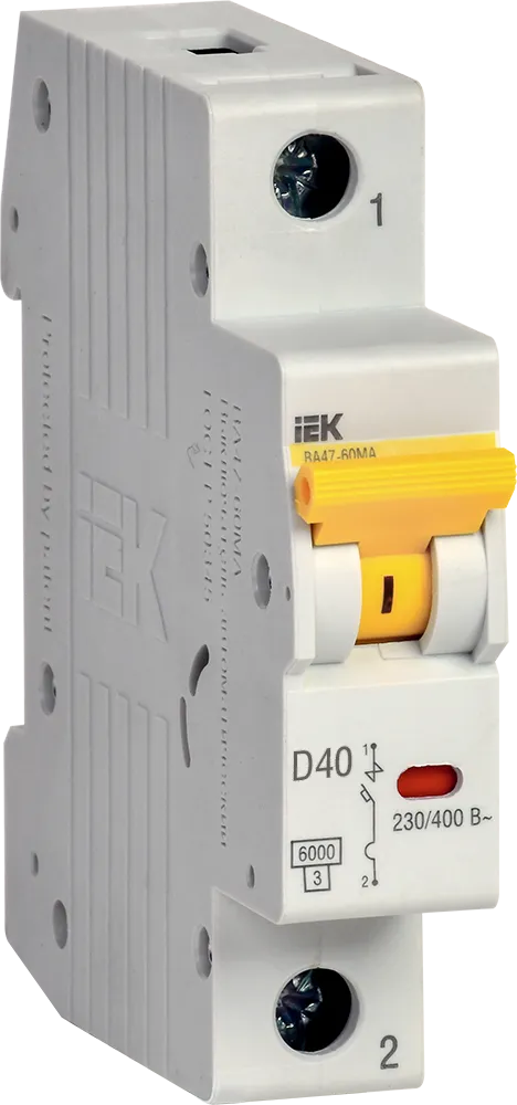 Miniature circuit breaker VA47-60MA without thermal releaser 1P 40A 6kA D IEK