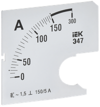 Шкала сменная для амперметра Э47 150/5А класс точности 1,5 72х72мм IEK