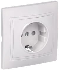 KVARTA Розетка 1-местная с заземлением с защитными шторками 16А РСш10-3-КРБ белый GENERICA