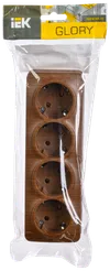 RS24-3-XD Quadruple socket with grounding contact 16A with opening installation GLORY (oak) IEK1