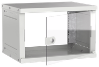 Шкаф настенный 19" 6U 600х450мм стеклянная дверь серый GENERICA