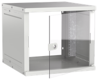 Шкаф настенный 19" 9U 600х600мм стеклянная дверь серый GENERICA