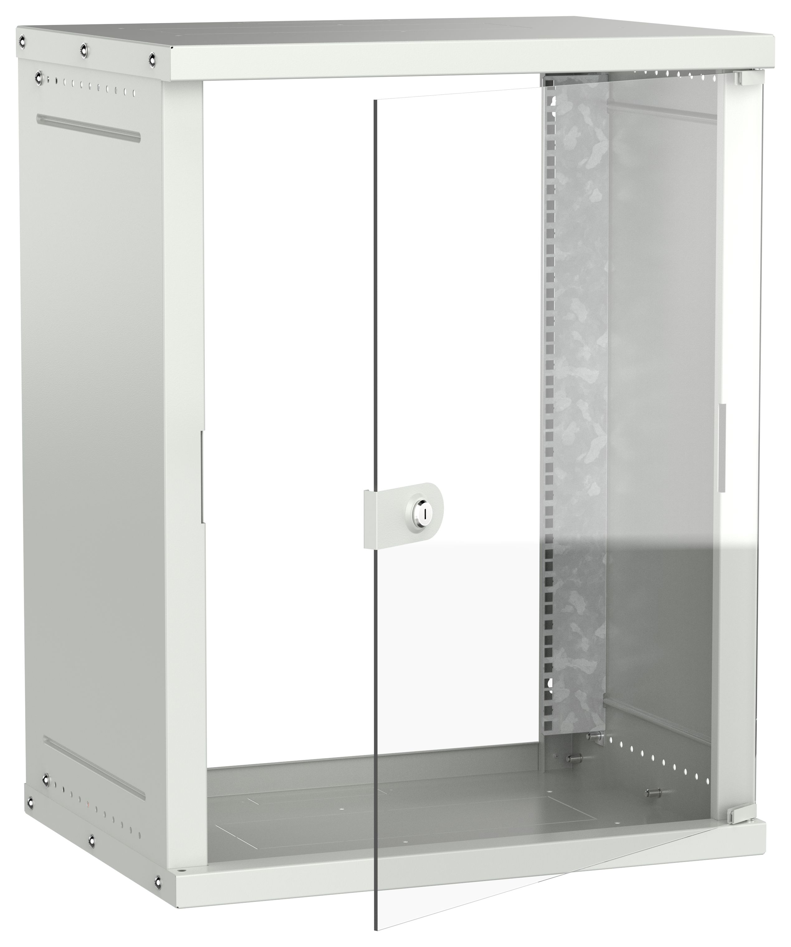 Шкаф настенный 19" 15U 600х450мм стеклянная дверь серый GENERICA (LWE3-15U64-GF-G)