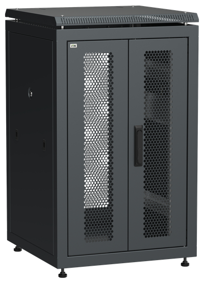 ITK LINEA N Шкаф сетевой 19" 18U 600х600мм двери передняя перфорированная задняя двустворчатая перфорированная черный