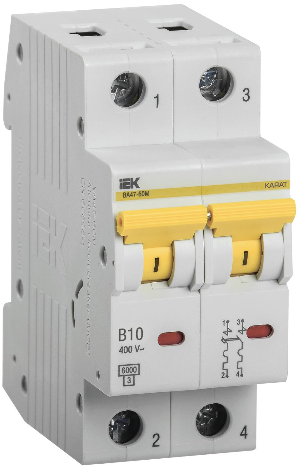KARAT Автоматический выключатель ВА47-60M 2P B 10А 6кА IEK (MVA31-2-010-B)