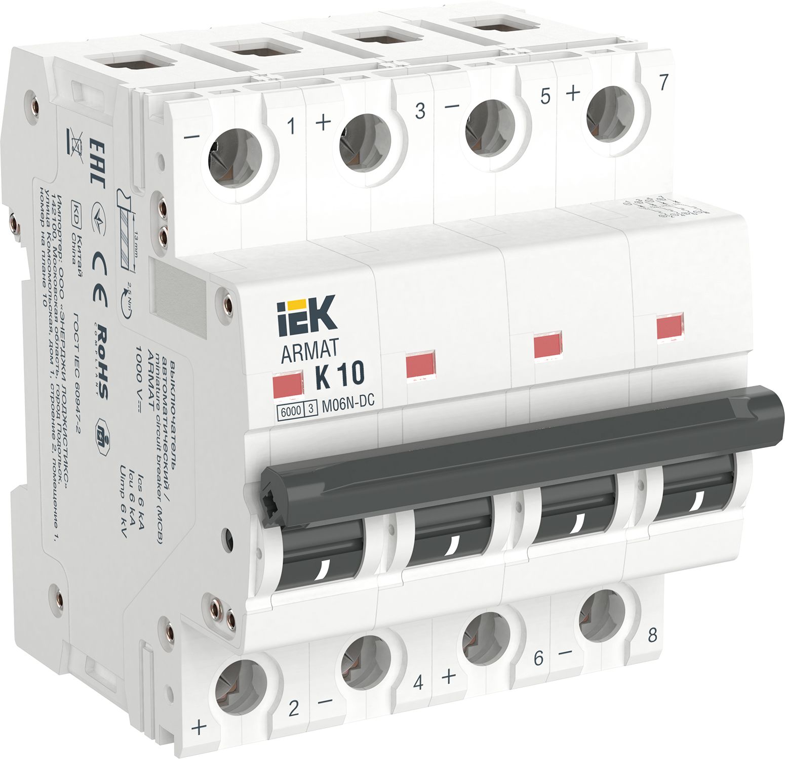 ARMAT Автоматический выключатель M06N-DC 4P K 10А IEK (AR-M06N-4-K010DC)