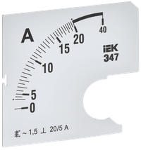 Шкала сменная для амперметра Э47 20/5А класс точности 1,5 72х72мм IEK