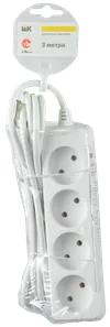 Extension cord 4 sockets 2P/3meters 2x0.75mm2 10A/250 IEK1