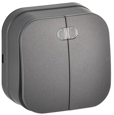 GLORY Выключатель 2-клавишный для открытой установки с индикацией 10А ВС20-2-1-ХСм сталь матовый IEK