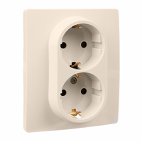 ETIKA Розетка 2местная с заземлением с защитными шторками 16А в сборе слоновая кость