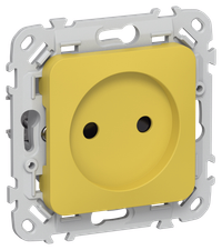 FLITE Розетка без заземления с защитными шторками безвинтовое крепление 10А РСш01-1-ФлЖК желтый карри IEK