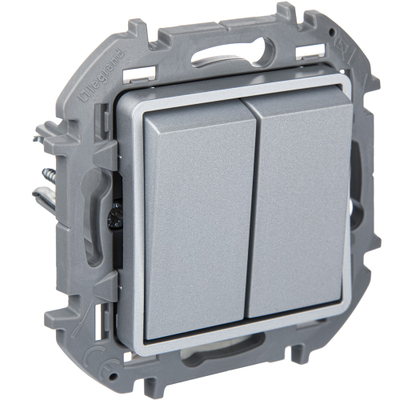 INSPIRIA Переключатель 2-клавишный схема 6/2 10А безвинтовое крепление алюминий