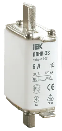 Fuse link PPNI-33(NH type), size 00C, 6A IEK