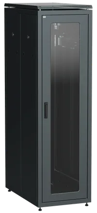ITK LINEA N Шкаф напольный сетевой 19" 42U 800х1000мм стеклянная передняя дверь задняя перфорированная черный