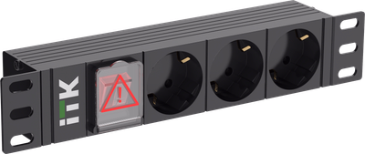 ITK PDU 3 розетки немецкий стандарт с LED выключателем 1U вход С14 без кабеля 10"