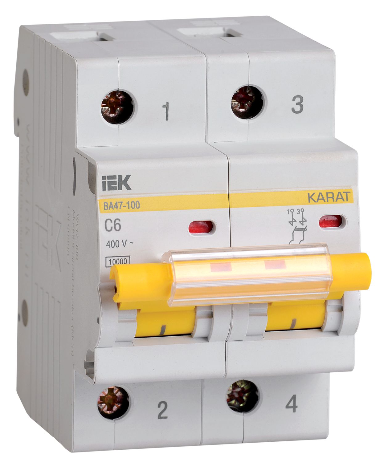 KARAT Автоматический выключатель ВА47-100 2P C 6А 10кА IEK (MVA40-2-006-C)