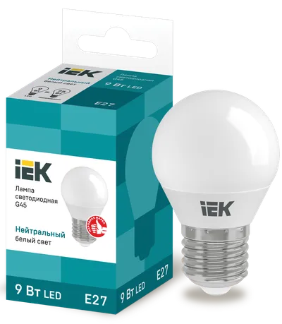LED lamp G45 ball 9W 230V 4000K E27 IEK is intended for use in lighting devices for external and internal lighting of industrial, commercial and domestic facilities.

Complies with the requirements of the Technical Regulations of the Customs Union TR TS 004/2011, TR TS 020/2011, IEC 62560, Decree of the Government of the Russian Federation of November 10, 2017 No. 1356.