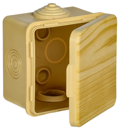 Коробка распаячная КМ для открытой проводки с откидной крышкой 65х65х50мм IP54 4 гермоввода сосна IEK