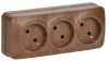 RS23-2-XD Triple socket without grounding contact 16A with opening installation GLORY (oak) IEK0