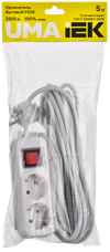 UMA Удлинитель У02К 2 места 2P+PE 5м 3х1мм2 10А белый IEK1