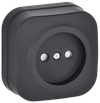 GLORY Розетка 1-местная для открытой установки без заземления с защитными шторками 10А РСш20-2-ХЧм черный матовый IEK0